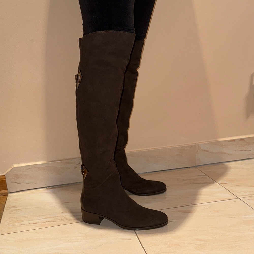 Le Pepe brown suede leather over the knee boots Italian size 37 NEW